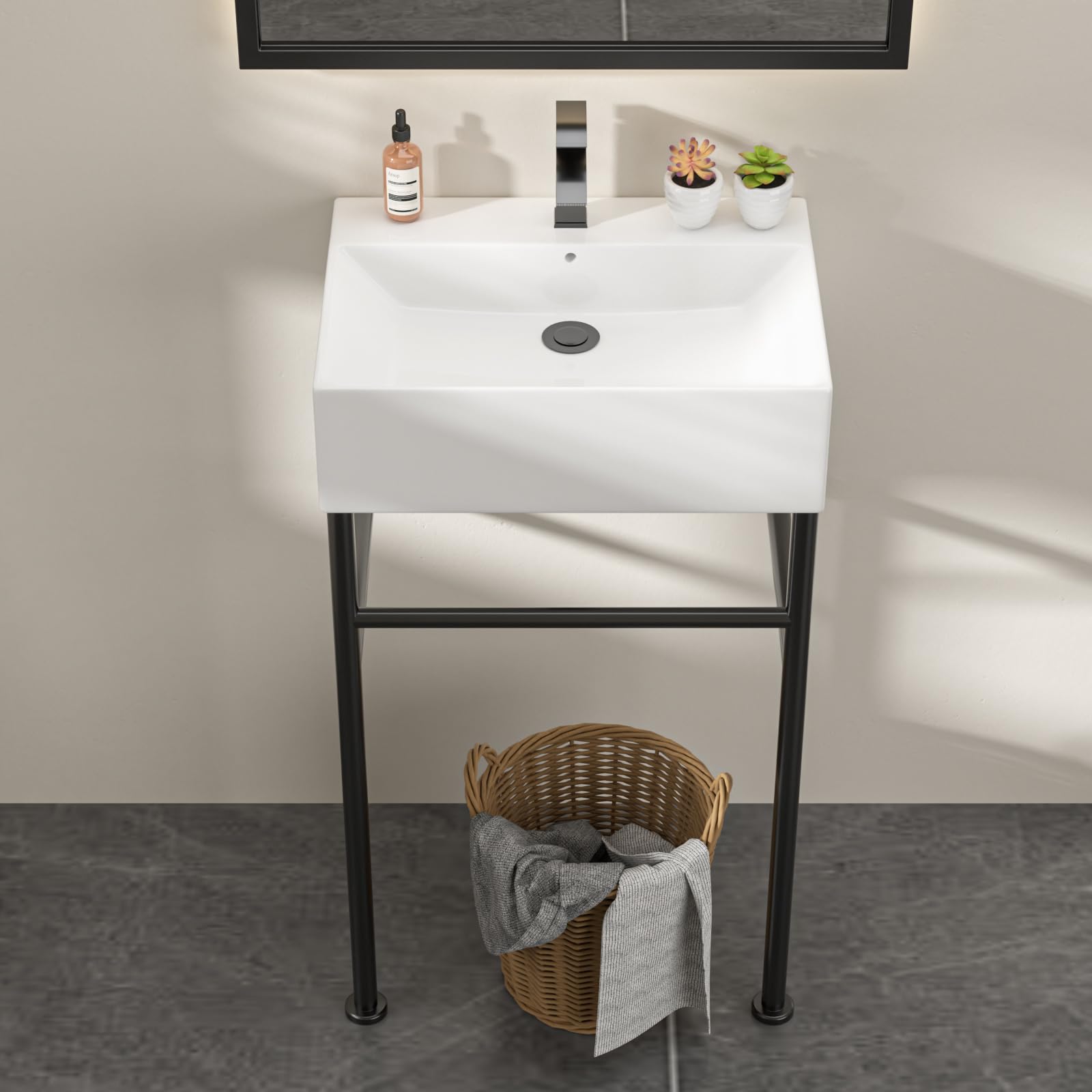 Dcolora DC-FS2403 20-inch freestanding bathroom sink in white