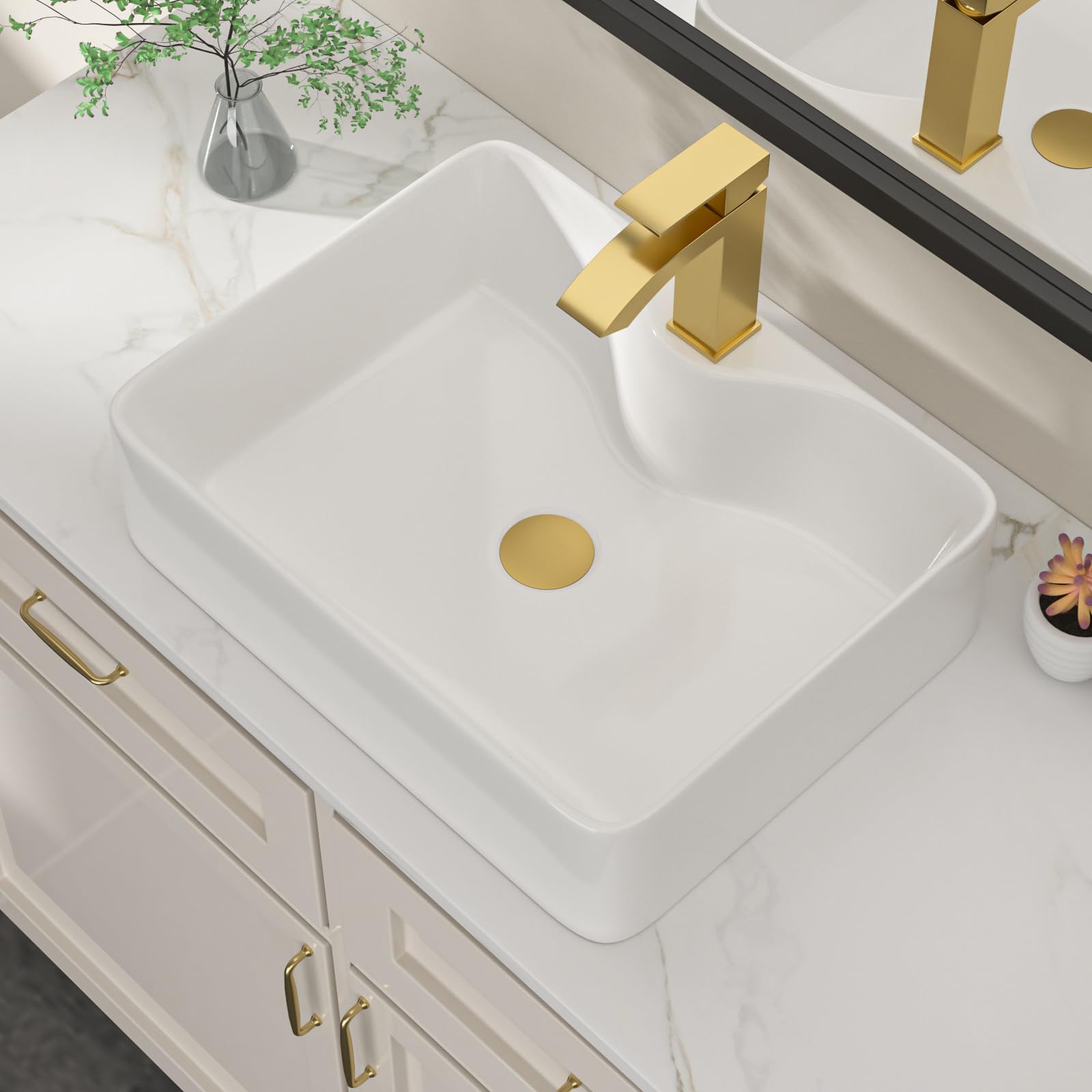 Dcolora DC-SFDOE00087 19.09-inch vessel bathroom sink in white