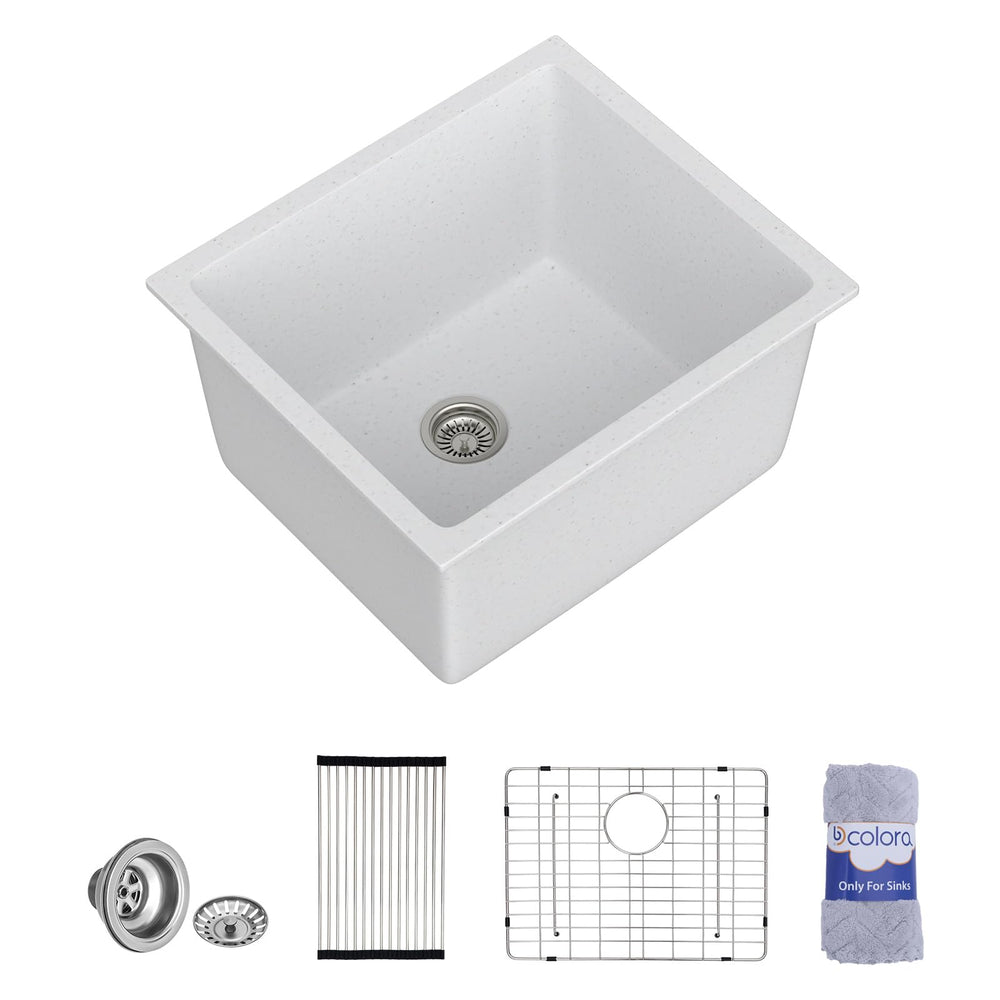 21" × 18" White Undermount Quartz Composite Laundry Sink – DC-GL262101