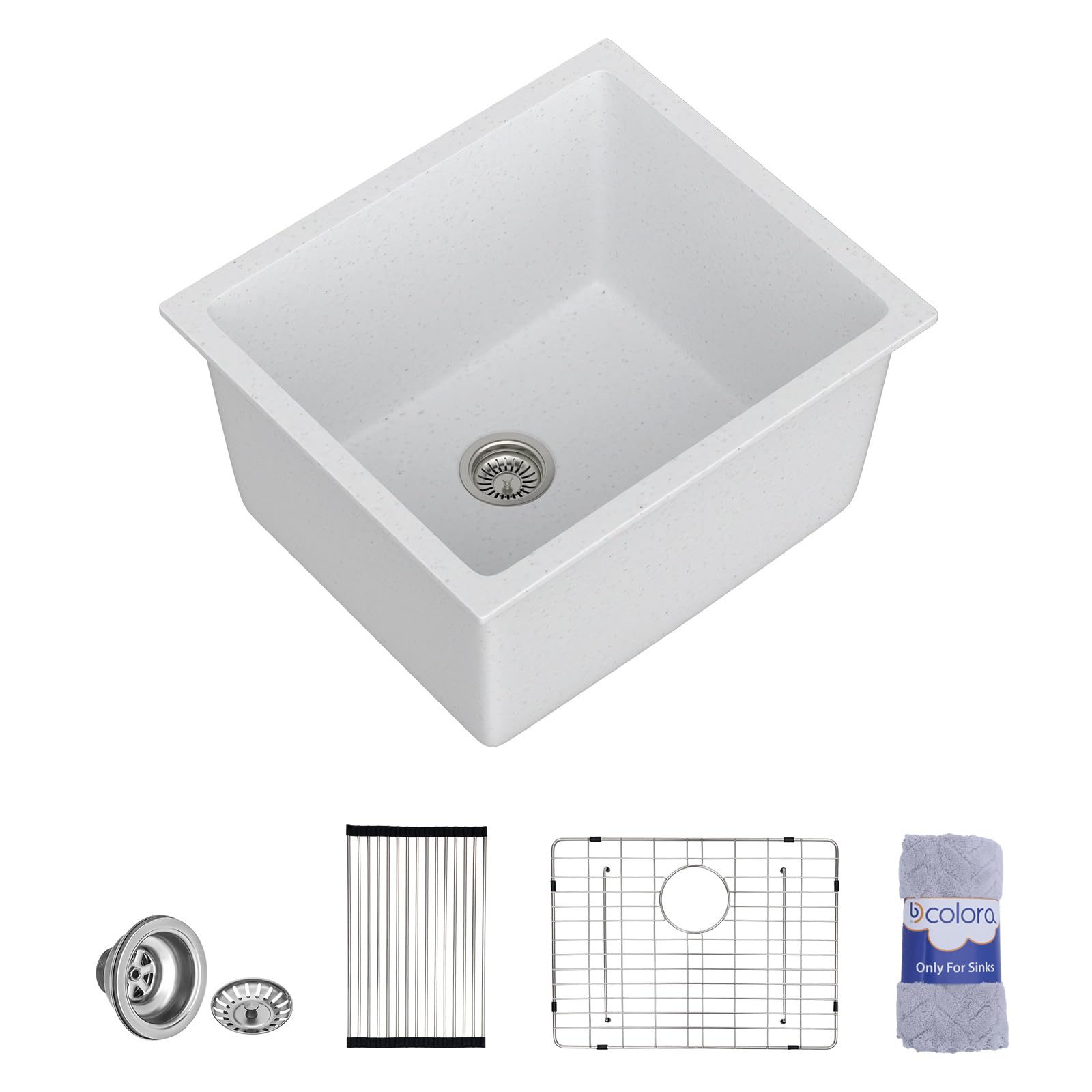 Dcolora DC-GL262101 21-inch undermount laundry sink in white