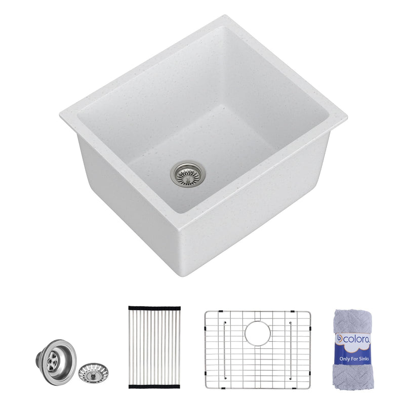 21" × 18" White Undermount Quartz Composite Laundry Sink – DC-GL262101