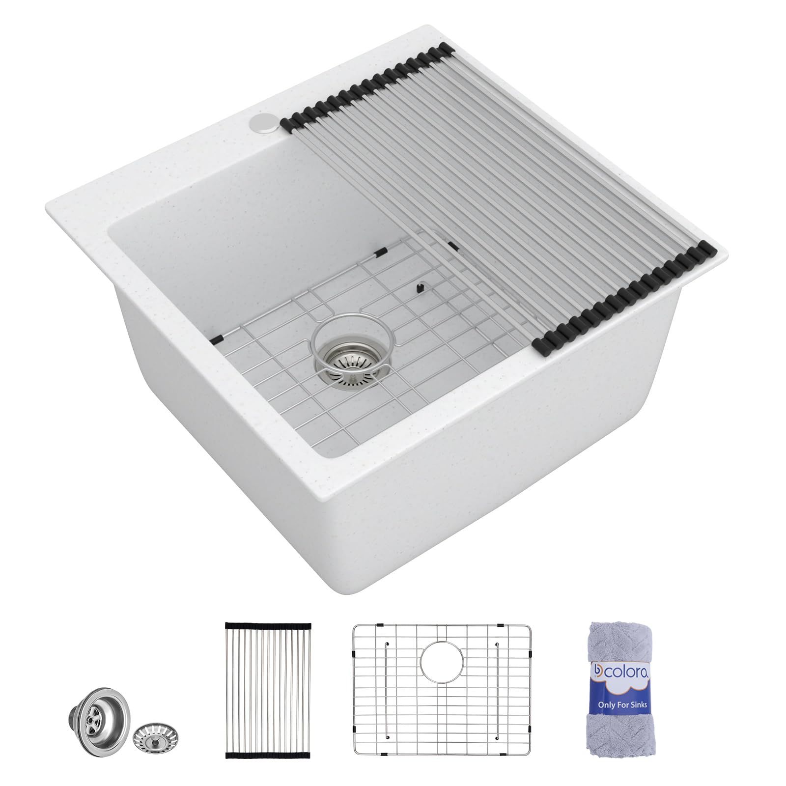 Dcolora DC-GL262103 25-inch drop-in laundry sink in white