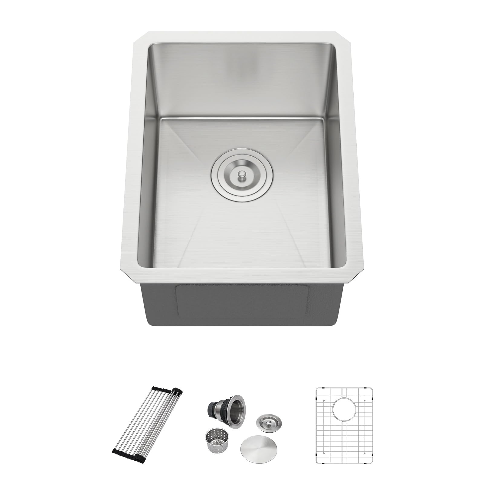 Dcolora DC-U7718 14-inch undermount bar sink in brushed stainless steel