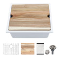 Dcolora 21 Inch Undermount White Wet Bar Sink  Quartz Composite Sink Single Bowl Workstation Kitchen Sink