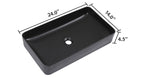 Dcolora Matte Black Rectangular Vessel Sink 24"x14" - Above Counter Ceramic Bathroom Vanity Sink Basin