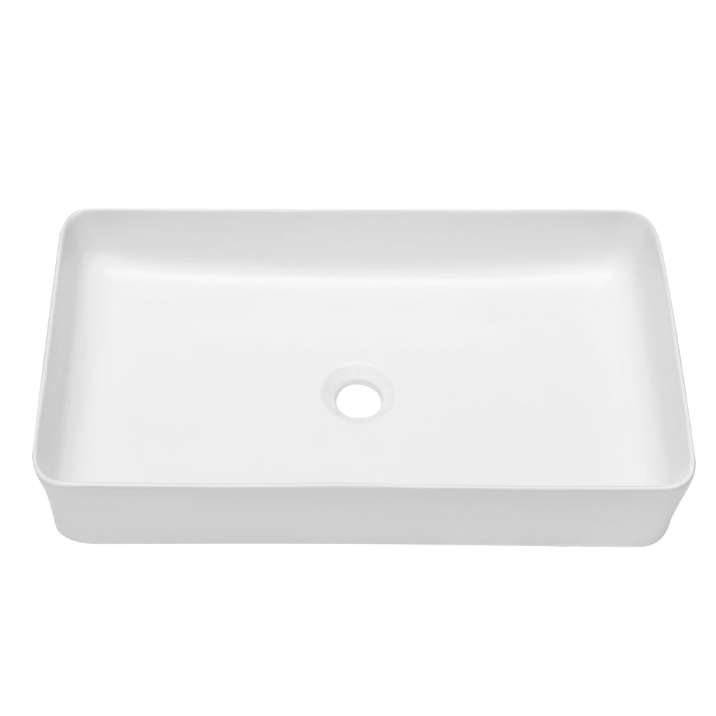 Dcolora 24''x14'' White Rectangular Vessel Sink, Ceramic Porcelain Above Counter Bathroom Vanity Basin