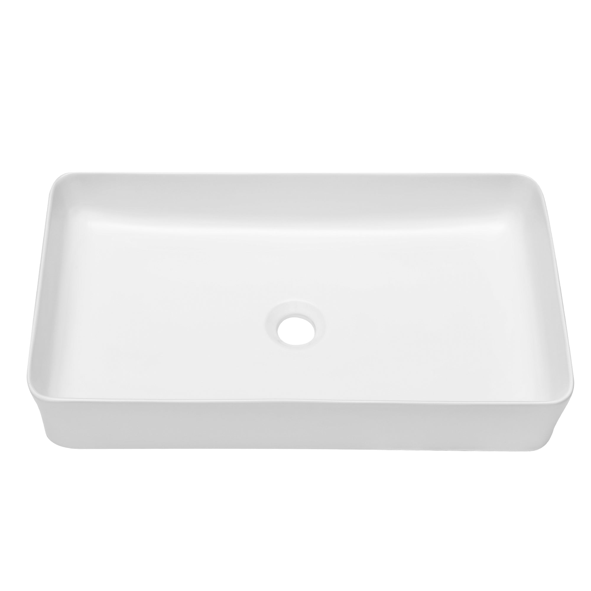 Dcolora 24''x14'' White Rectangular Vessel Sink, Ceramic Porcelain Above Counter Bathroom Vanity Basin