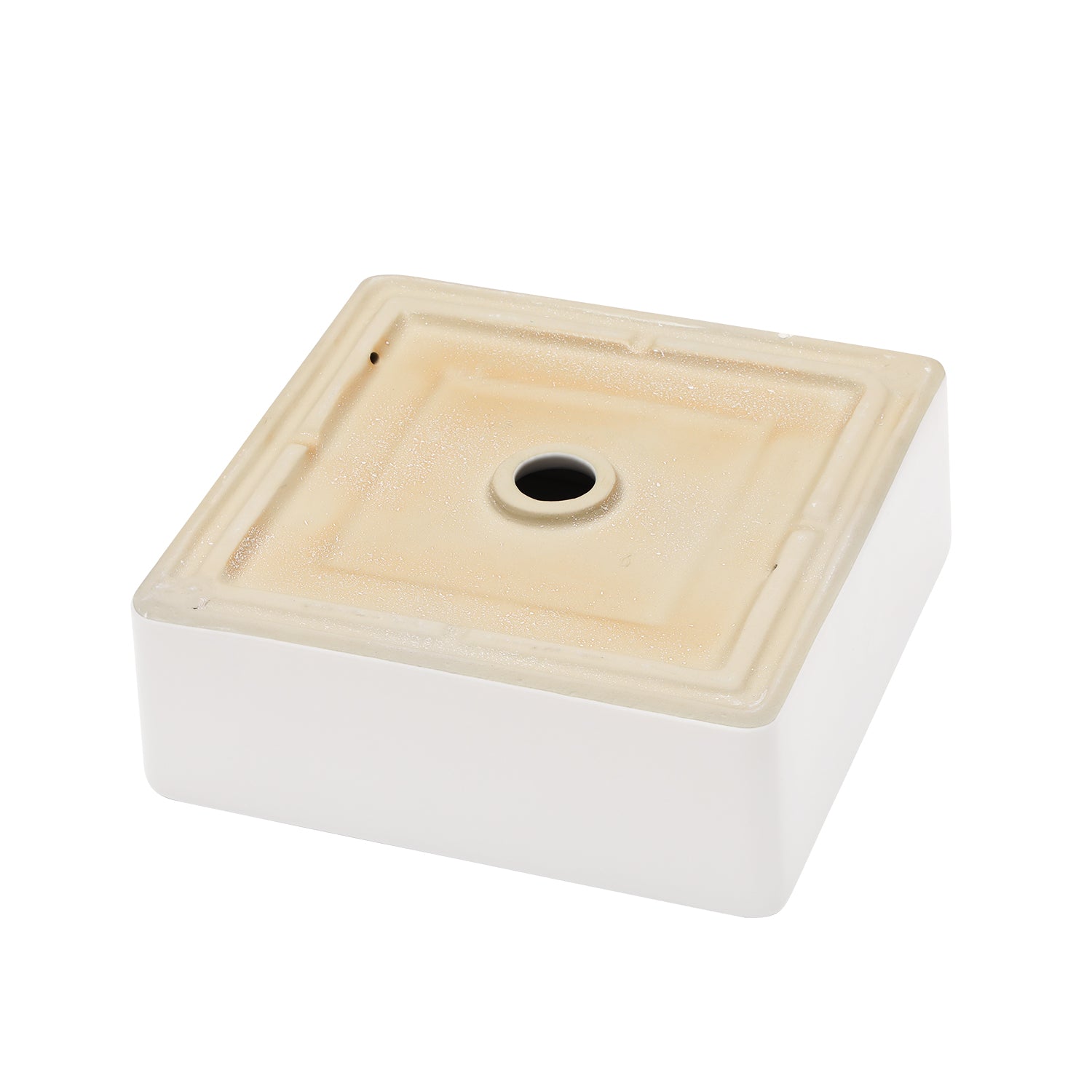 Dcolora 15''x15'' White Square Vessel Sink, Ceramic Porcelain Above Counter Bathroom Vanity Basin