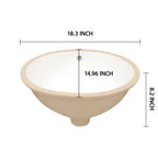 Dcolora 16''x13'' White Ceramic Oval Undermount Bathroom Sink, Vanity Basin with Overflow