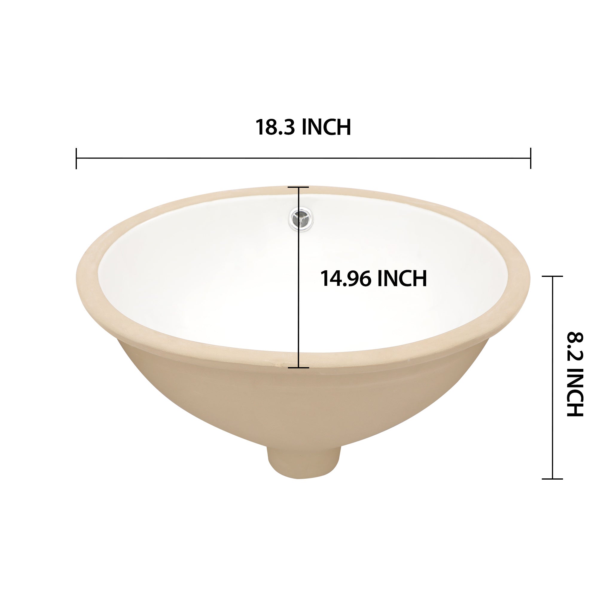 Dcolora 16''x13'' White Ceramic Oval Undermount Bathroom Sink, Vanity Basin with Overflow