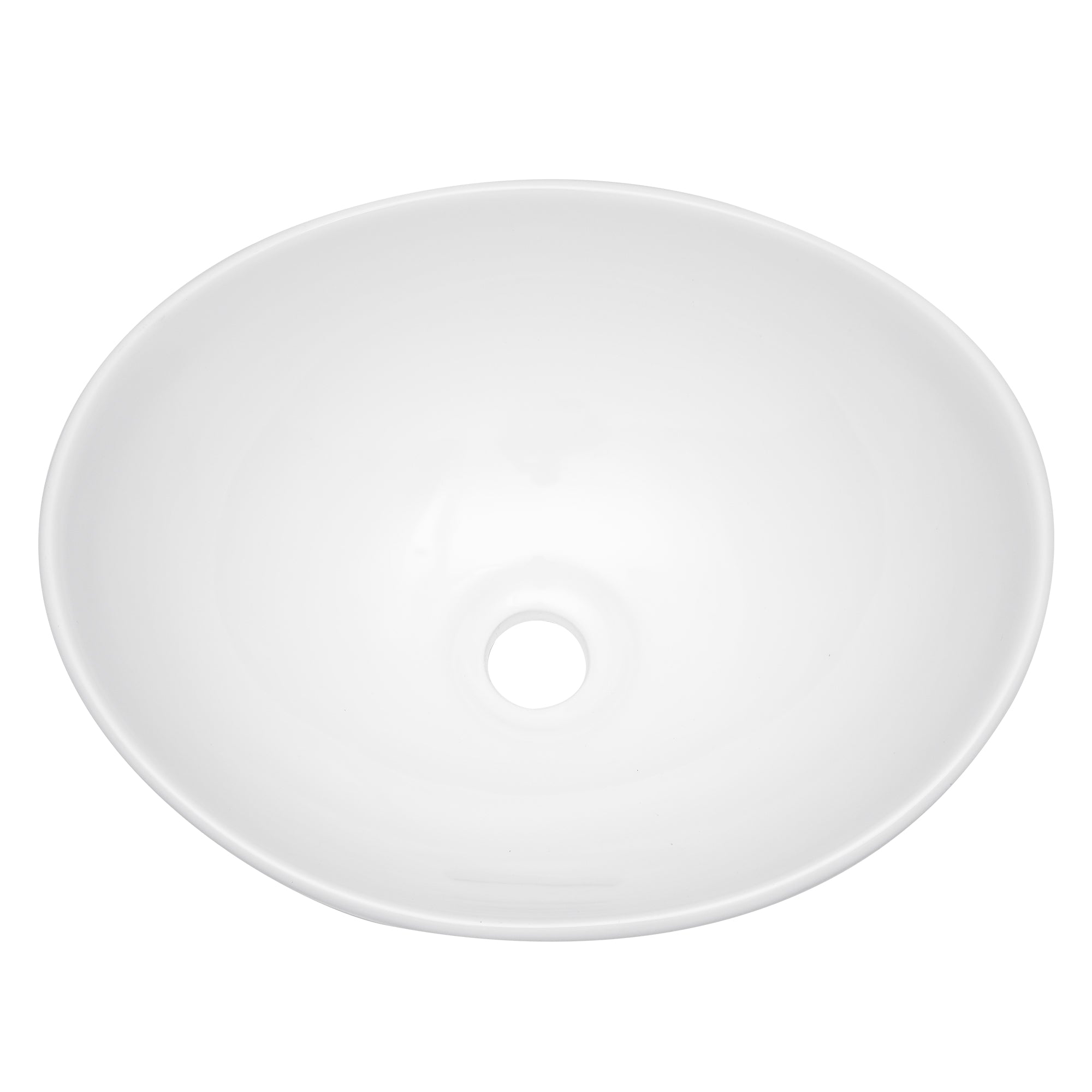Dcolora 16''x13'' White Oval Vessel Sink, Above Counter Ceramic Bathroom Vanity Basin