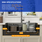 Dcolora 33''x19''x10'' Matte Black Drop-In Kitchen Sink, Hand Welded 16 Gauge 304 Stainless Steel Nano Coating Large Single Bowl Workstation