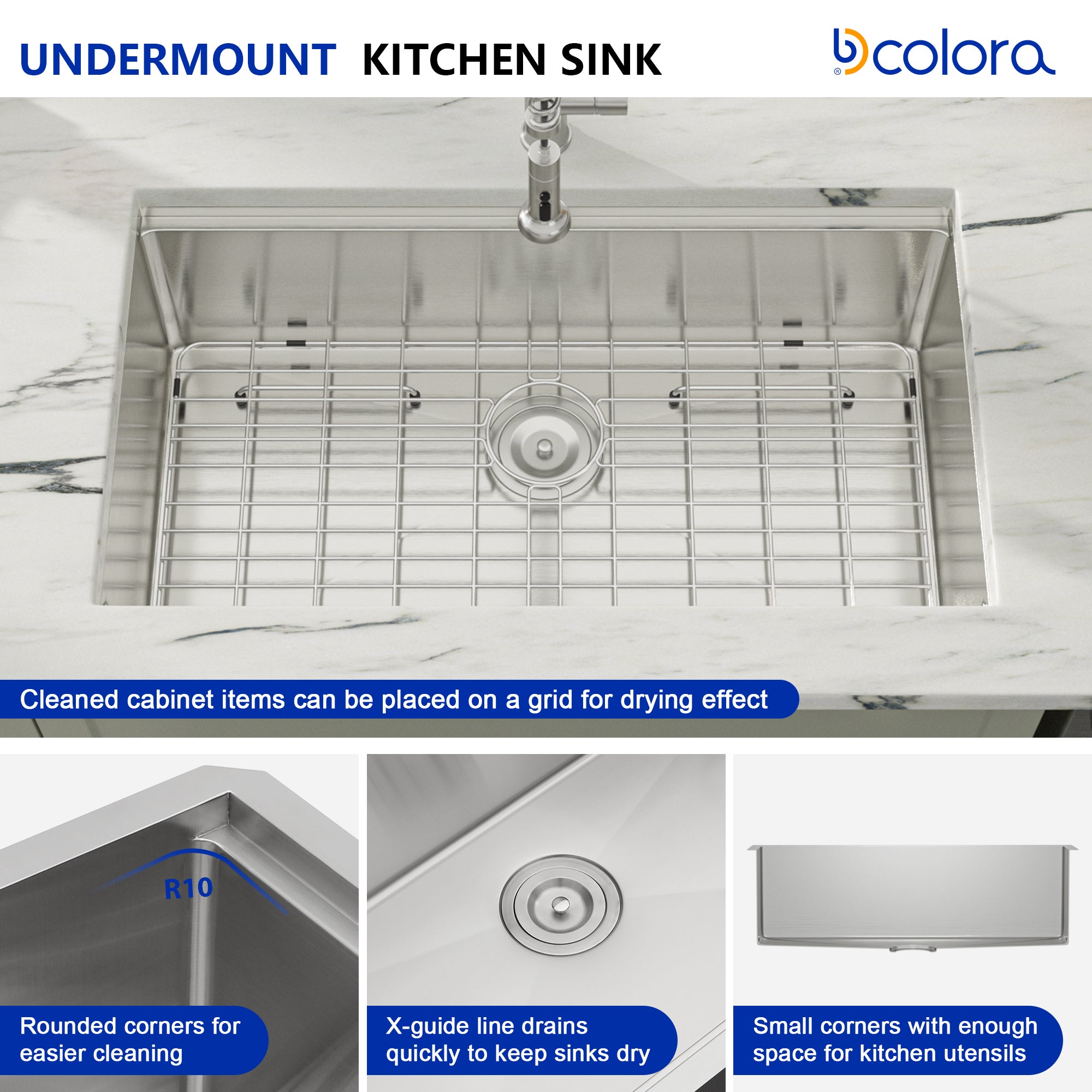 Dcolora 36''x19''x10'' Undermount Large Double Bowl Kitchen Sink, 16 Gauge Stainless Steel 60/40 Low Divide Split with Workstation