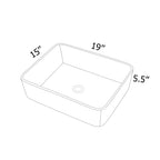 Dcolora 19''x15'' White Rectangular Vessel Sink, Ceramic Porcelain Above Counter Bathroom Vanity Basin