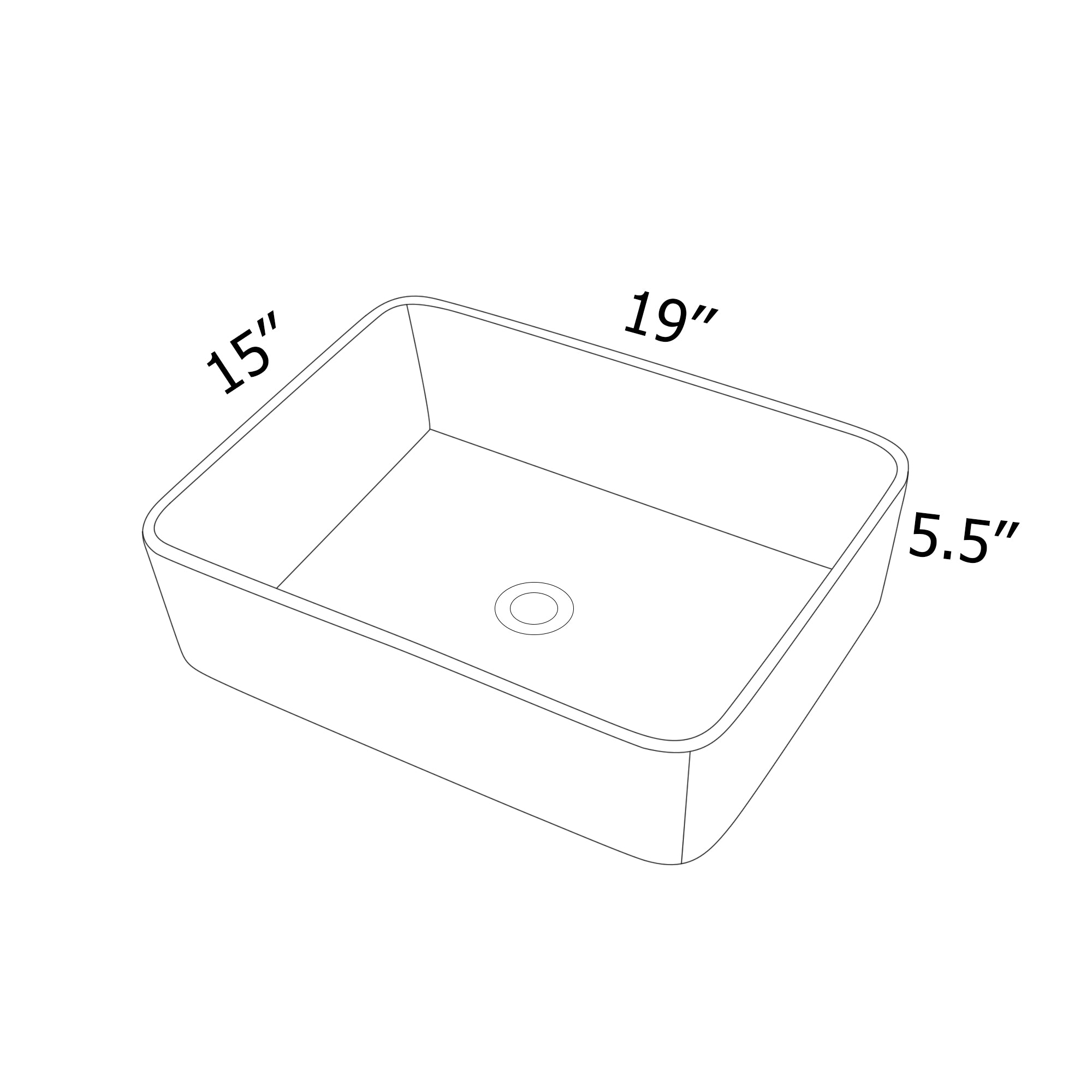 Dcolora 19''x15'' White Rectangular Vessel Sink, Ceramic Porcelain Above Counter Bathroom Vanity Basin