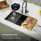 Dcolora 33 inches Granite Composite Kitchen Sink Workstation Black Undermount Single Bowl Large Kitchen Sink 33''W x 19''D x 10''H, DC-GU7743
