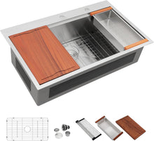 Dcolora DC-T7744 28-inch drop-in kitchen sink in brushed stainless steel