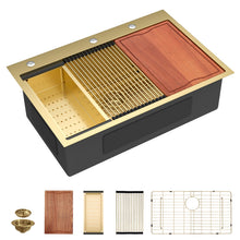 Dcolora DC-T2533012GW 36-inch drop-in kitchen sink in Nano-PVD gold