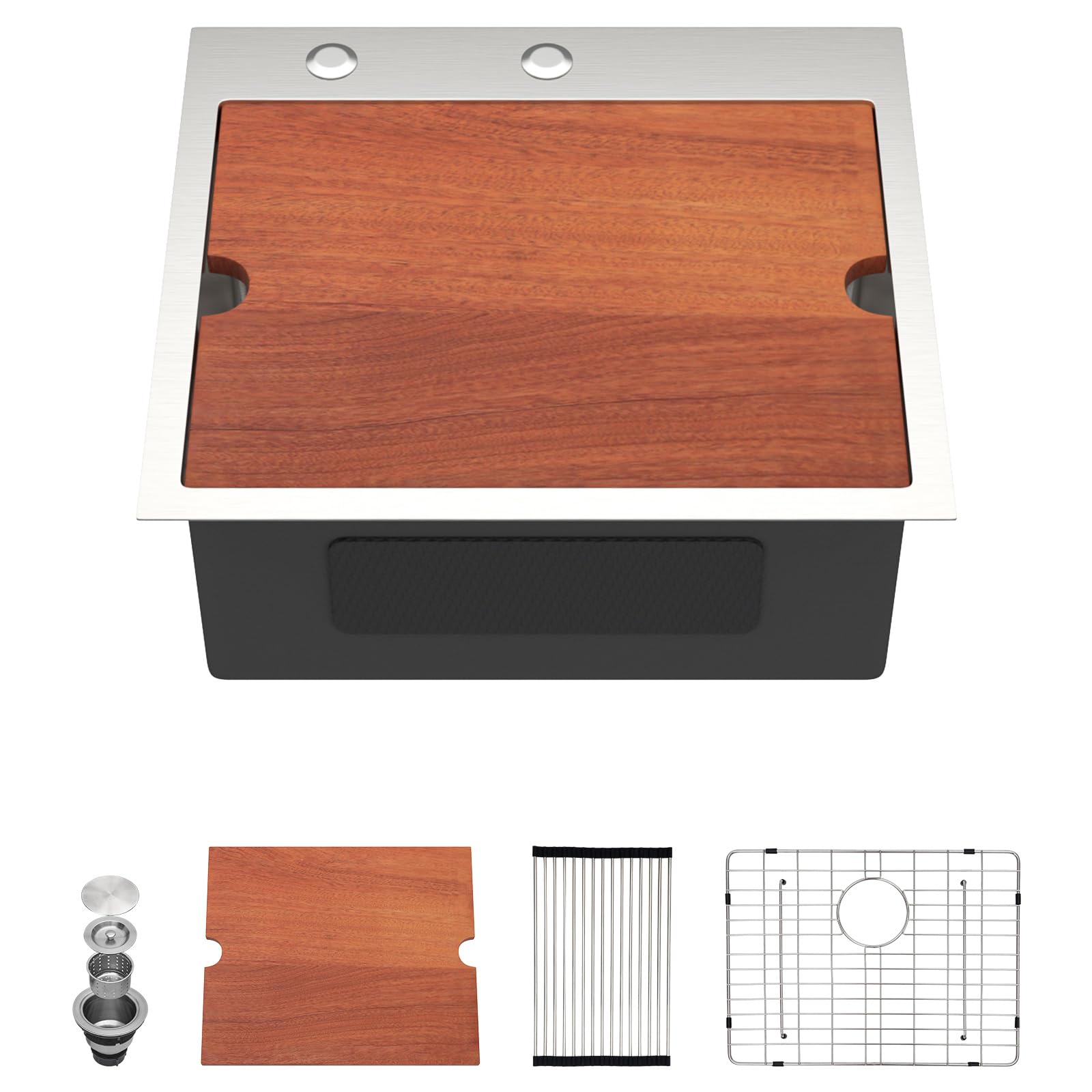 Dcolora DC-TW258002 20-inch drop-in bar sink in brushed stainless steel
