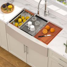 Dcolora DC-A7754 installed as a farmhouse / apron front kitchen sink