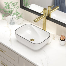 Dcolora DC-VS0002 14.49-inch vessel bathroom sink in white with black rim
