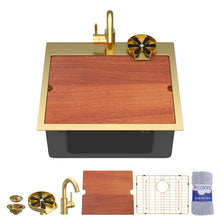 Dcolora DC-SFDOE00180 20-inch drop-in kitchen sink in nano-pvd gold