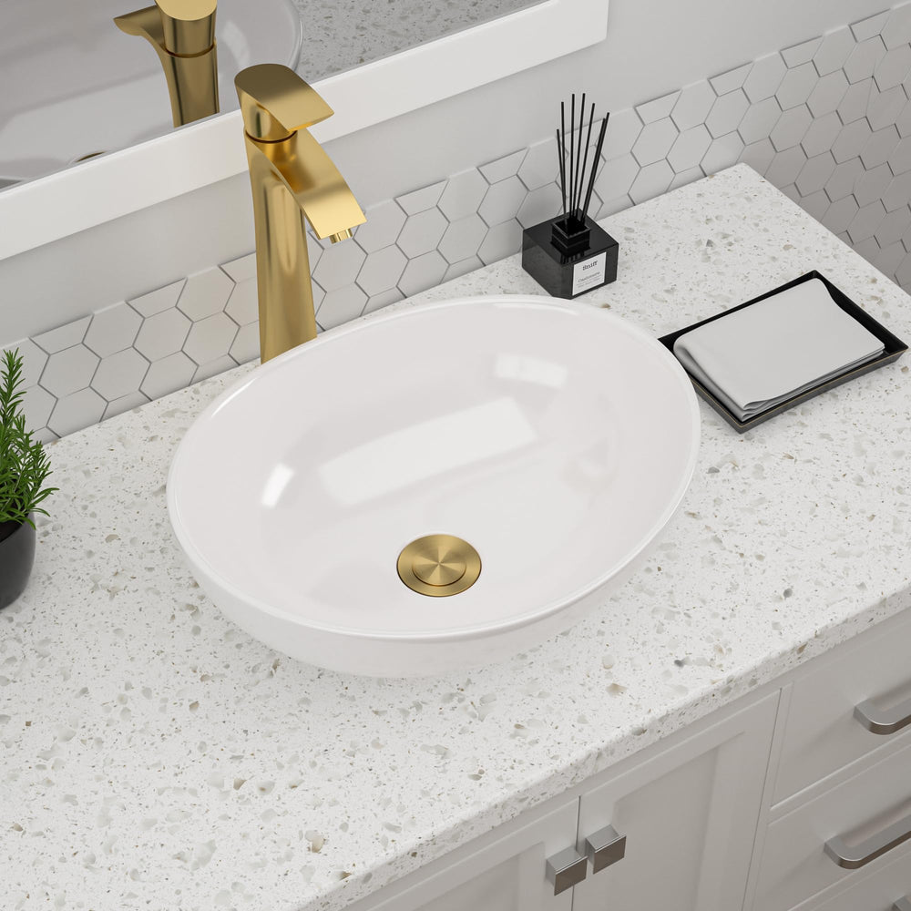 15.75" × 12.99" White Ceramic Vessel Bathroom Sink – DC-V8897
