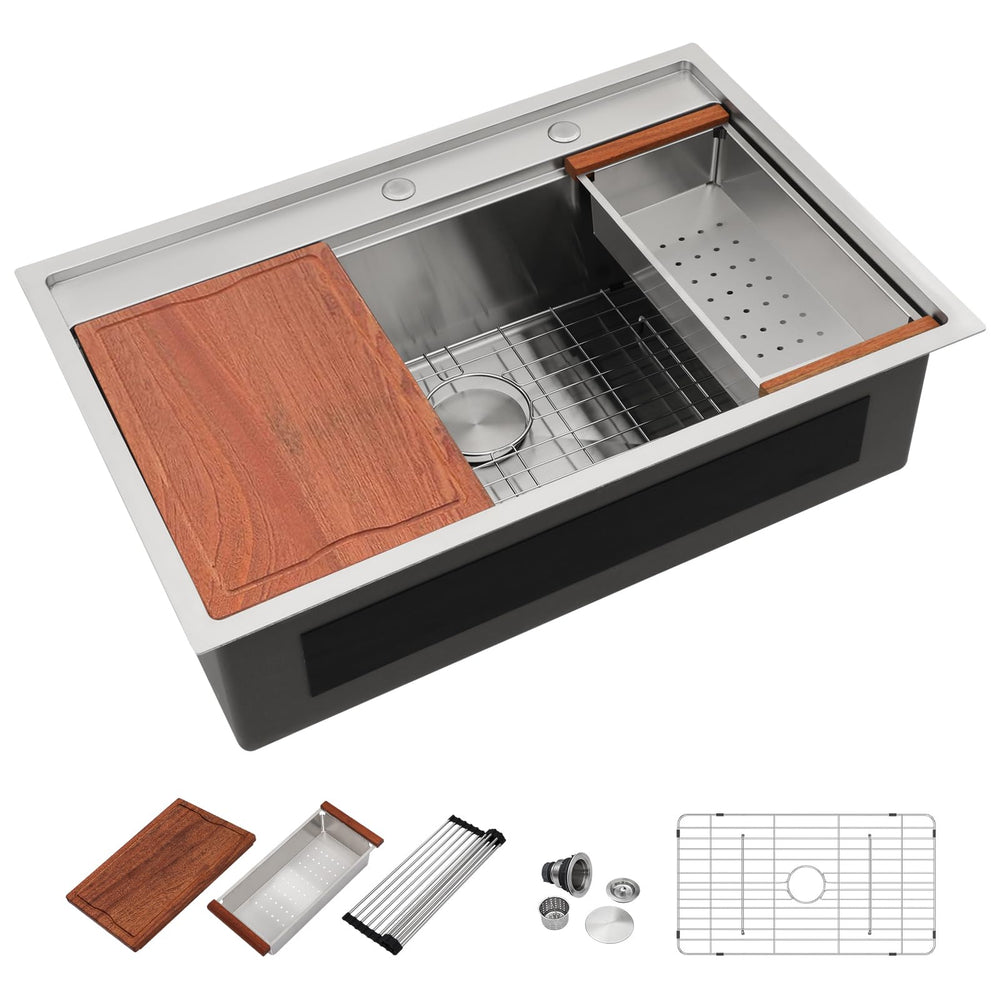 33" × 22" Drop-In Workstation Stainless Steel Kitchen Sink – DC-T7757