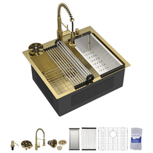 Dcolora DC-NSD26203009 25-inch drop-in kitchen sink in nano-pvd gold