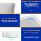 Dcolora 33''x19'' White Quartz Composite Undermount Kitchen Sink, Deep Single Bowl Basin, Round Corner