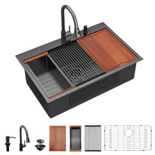 Dcolora DC-NSDF26203201 30-inch drop-in kitchen sink in Nano-PVD gunmetal black