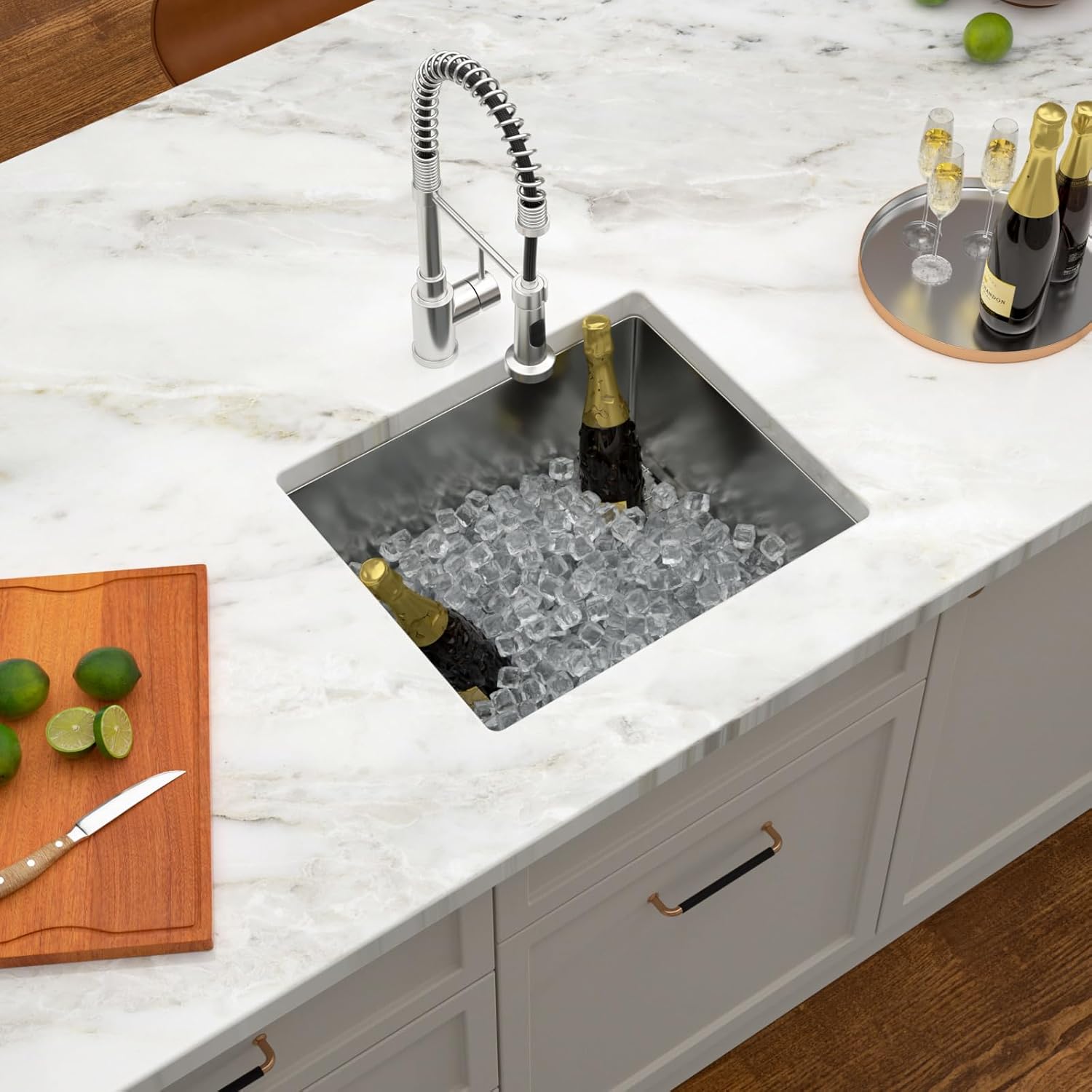 Dcolora 21 Inch Undermount Wet Bar Sink Small Kitchen Sink 16 Gauge Stainless Steel Deep Single Bowl Under Counter Sink, 21"x18"x10" Rounded Corner, DC-U7716