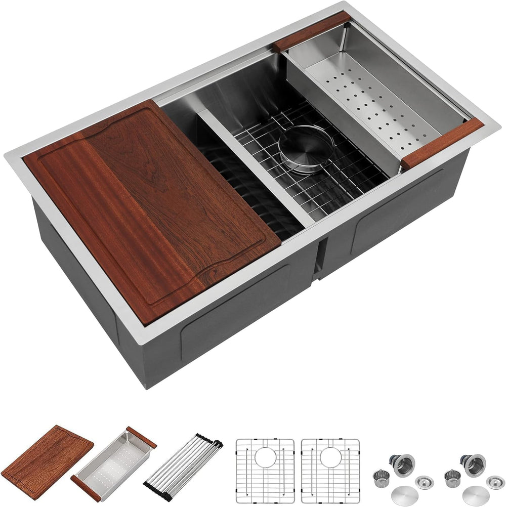 33" × 19" Undermount Workstation Stainless Steel Kitchen Sink – DC-U-1111