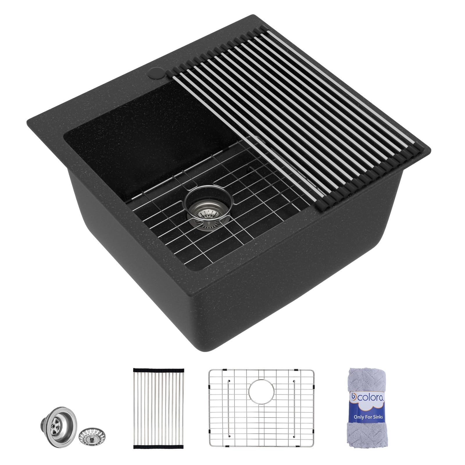 Dcolora DC-GL262104 25-inch drop-in laundry sink in matte black