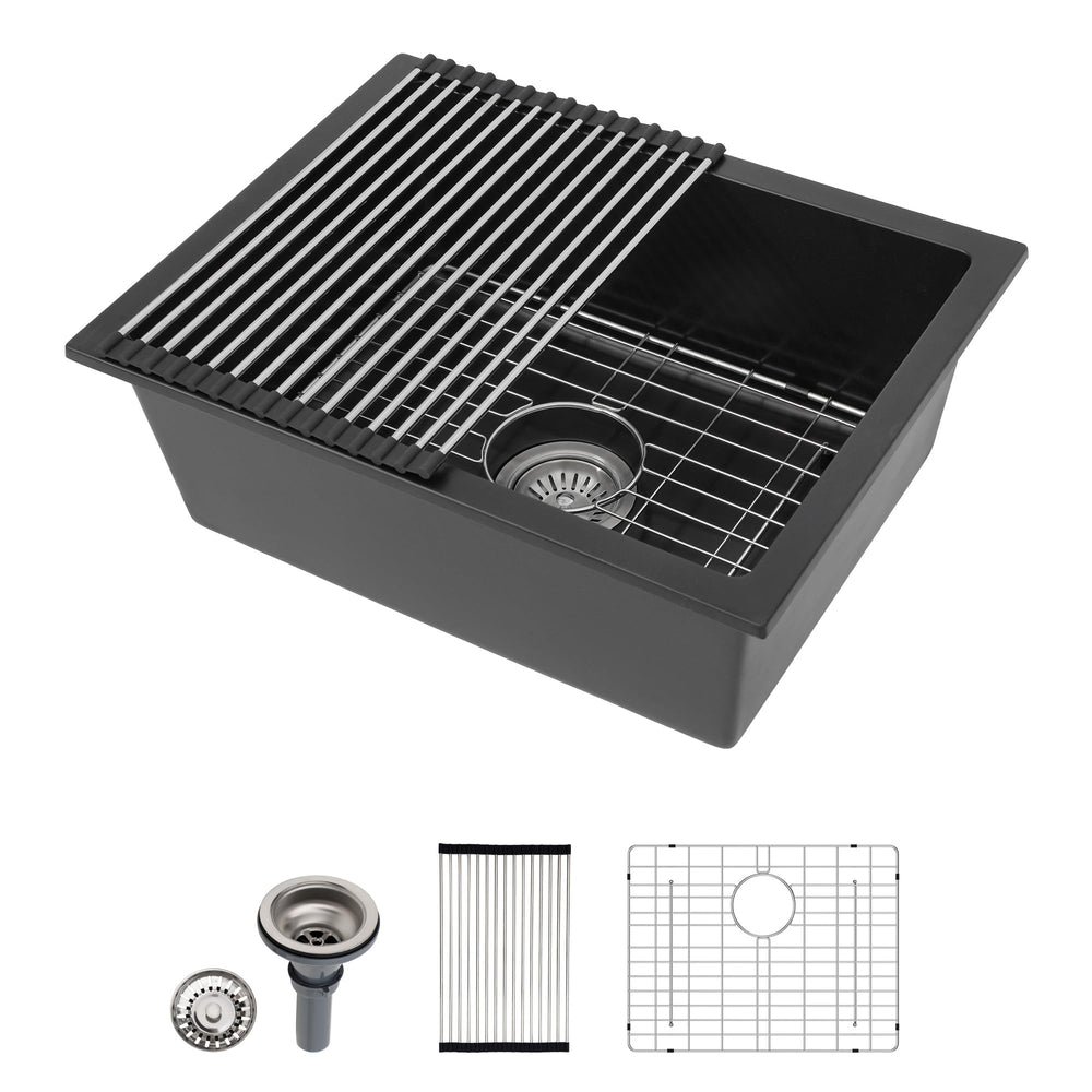 15" × 18" Matte Black Undermount Granite Composite Bar Sink – DC-GU7745