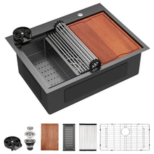 Dcolora DC-T2533002BWS 28-inch drop-in kitchen sink in Nano-PVD gunmetal black