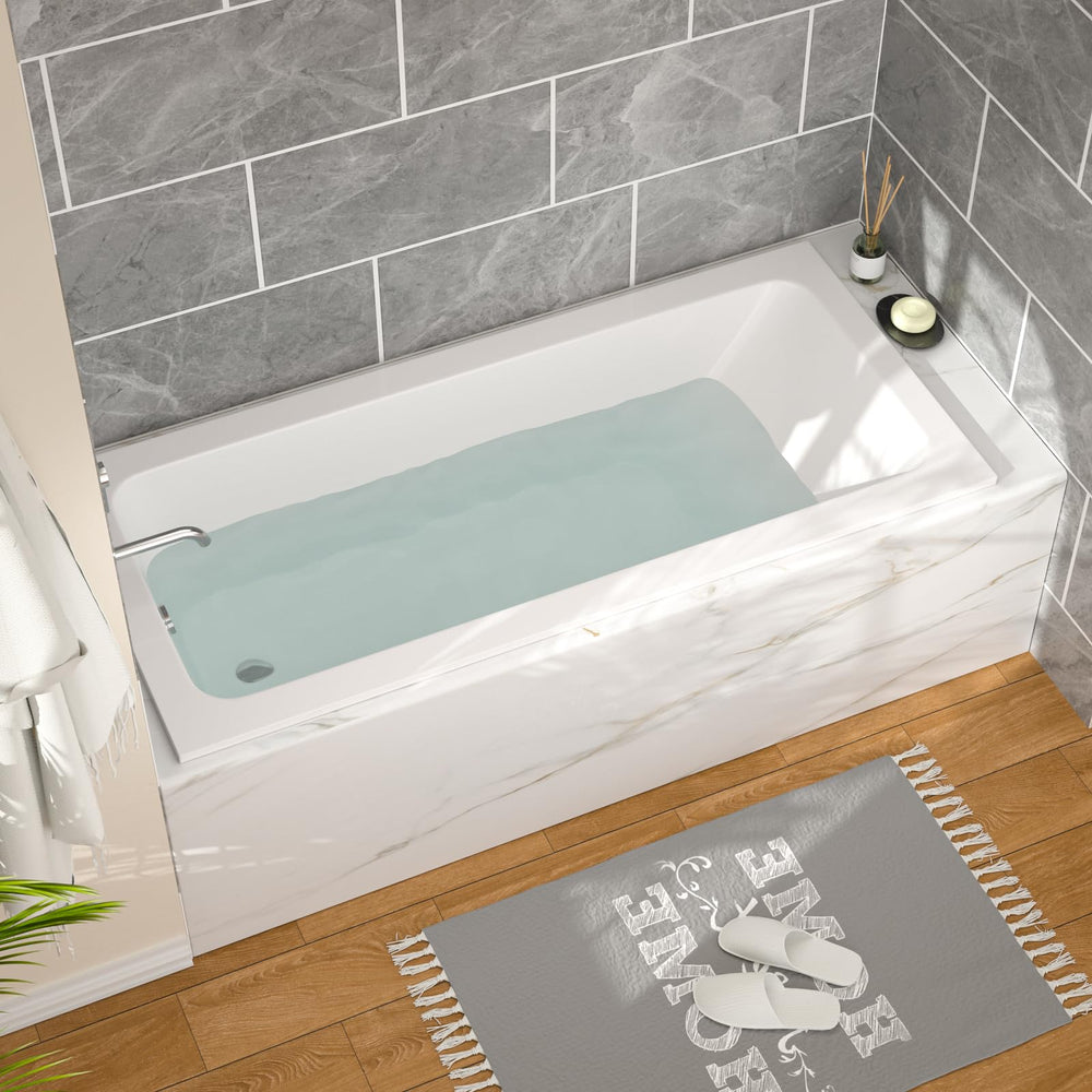 66-Inch White Acrylic Alcove Soaking Bathtub with Reversible Drain