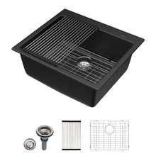 Dcolora DC-GU7753 25-inch drop-in/topmount bar sink in matte black