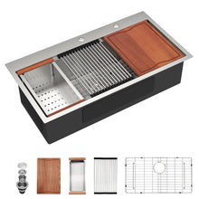 Dcolora DC-T-1120 36-inch drop-in kitchen sink in brushed stainless steel