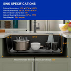 Dcolora 32''Wx19''Dx10''H Black Granite Composite Kitchen Sink, Undermount Single Bowl Large Workstation Basin