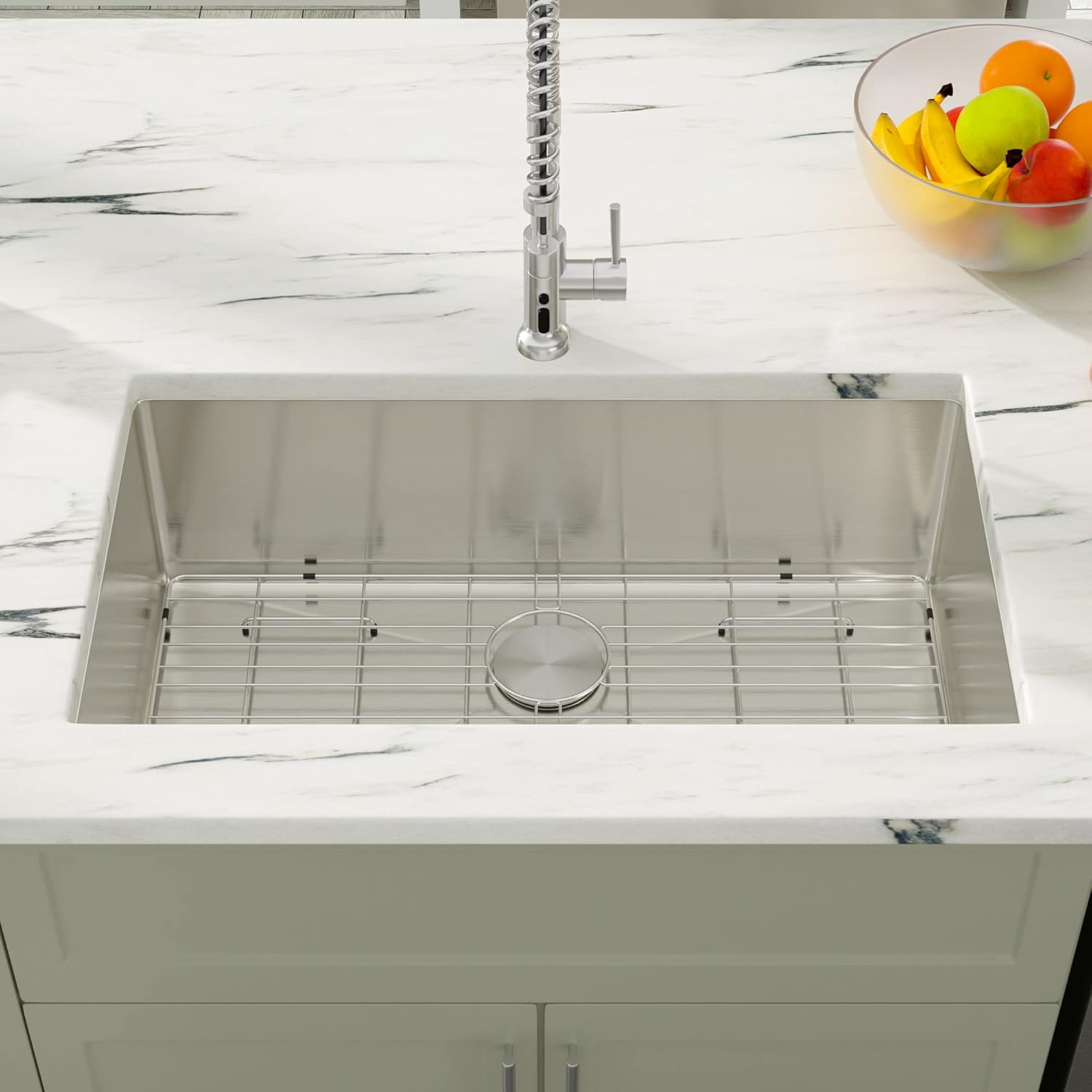 Dcolora 33 Inch Undermount Kitchen Sink Handmade Welding 16 Gauge Stainless Steel Deep Large Single Bowl Under Counter Kitchen Sink, 33''x19''x10'' Rounded Corner, DC-U7714