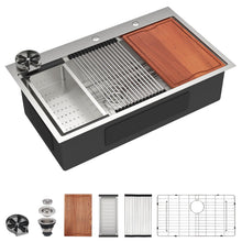 Dcolora DC-TW258008S 36-inch drop-in kitchen sink in brushed stainless steel
