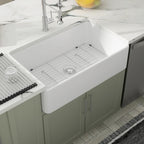 Dcolora 33 Inch White Farmhose Sink Farm Kitchen Sink Apron Front White Ceramic Porcelain Fireclay Single Bowl Farmer DC-A7756