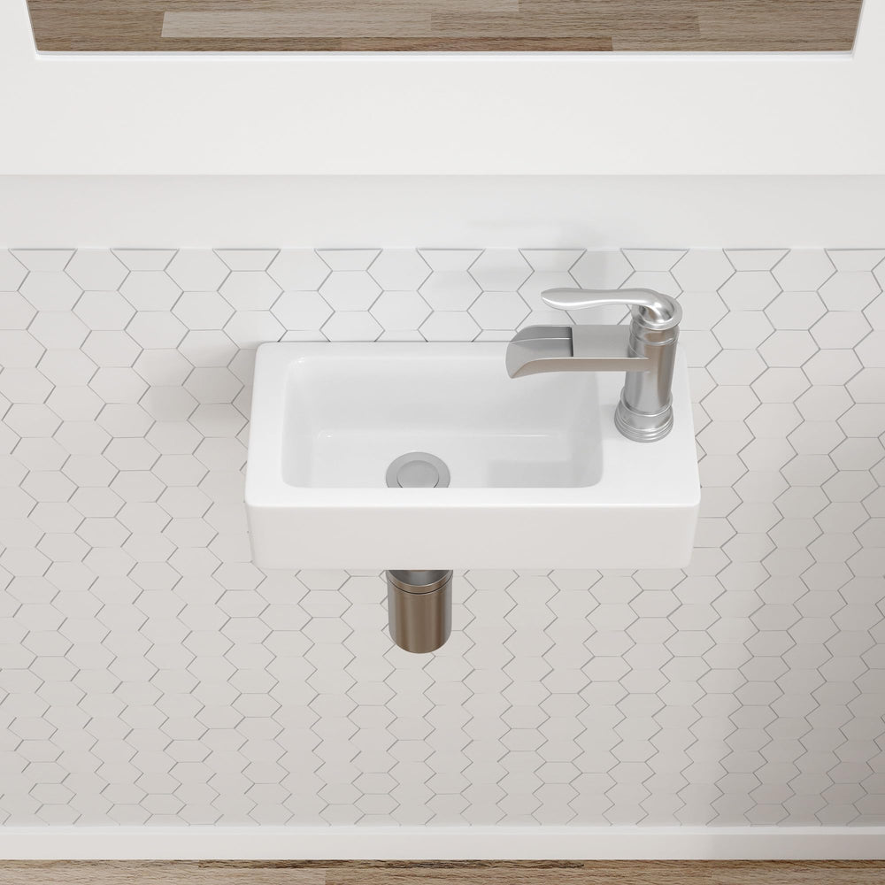 14.57" × 7.28" White Rectangular Wall-Mount Ceramic Bathroom Sink – DC-V8885