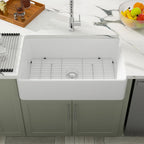 Dcolora 33 Inch White Farmhose Sink Farm Kitchen Sink Apron Front White Ceramic Porcelain Fireclay Single Bowl Farmer DC-A7756