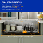 Dcolora 36''x19''x10'' Undermount Large Double Bowl Kitchen Sink, 16 Gauge Stainless Steel 60/40 Low Divide Split with Workstation
