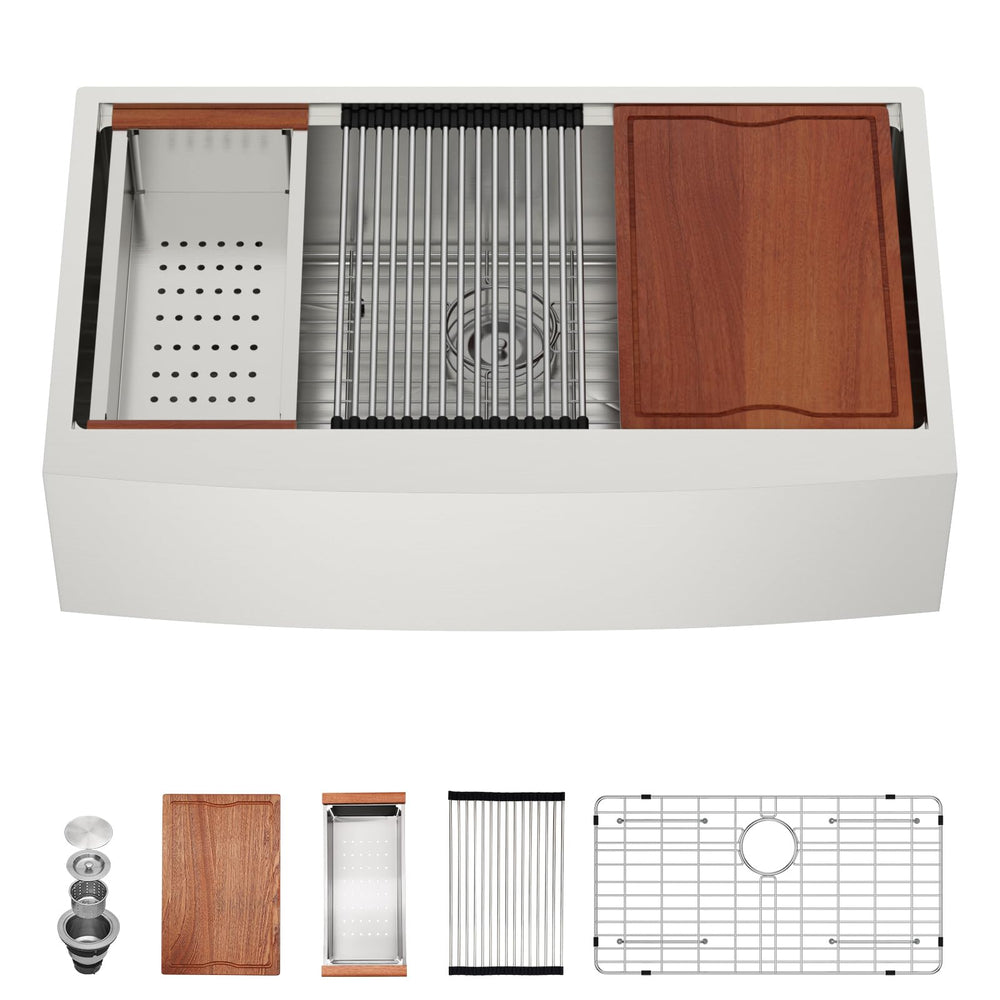 36" × 22" Apron-Front Workstation Stainless Steel Kitchen Sink – DC-A7754