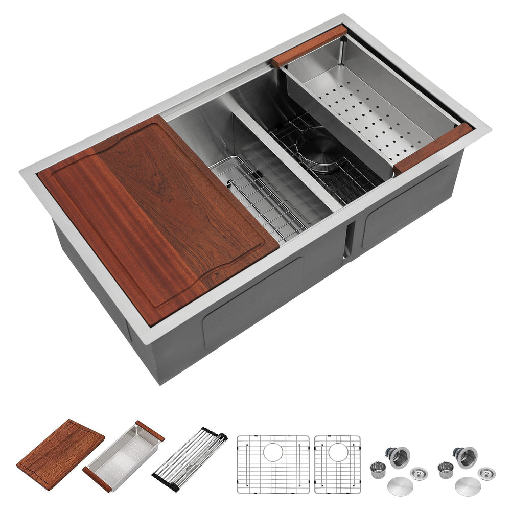 36" × 19" Undermount Workstation Stainless Steel Kitchen Sink – DC-U7739