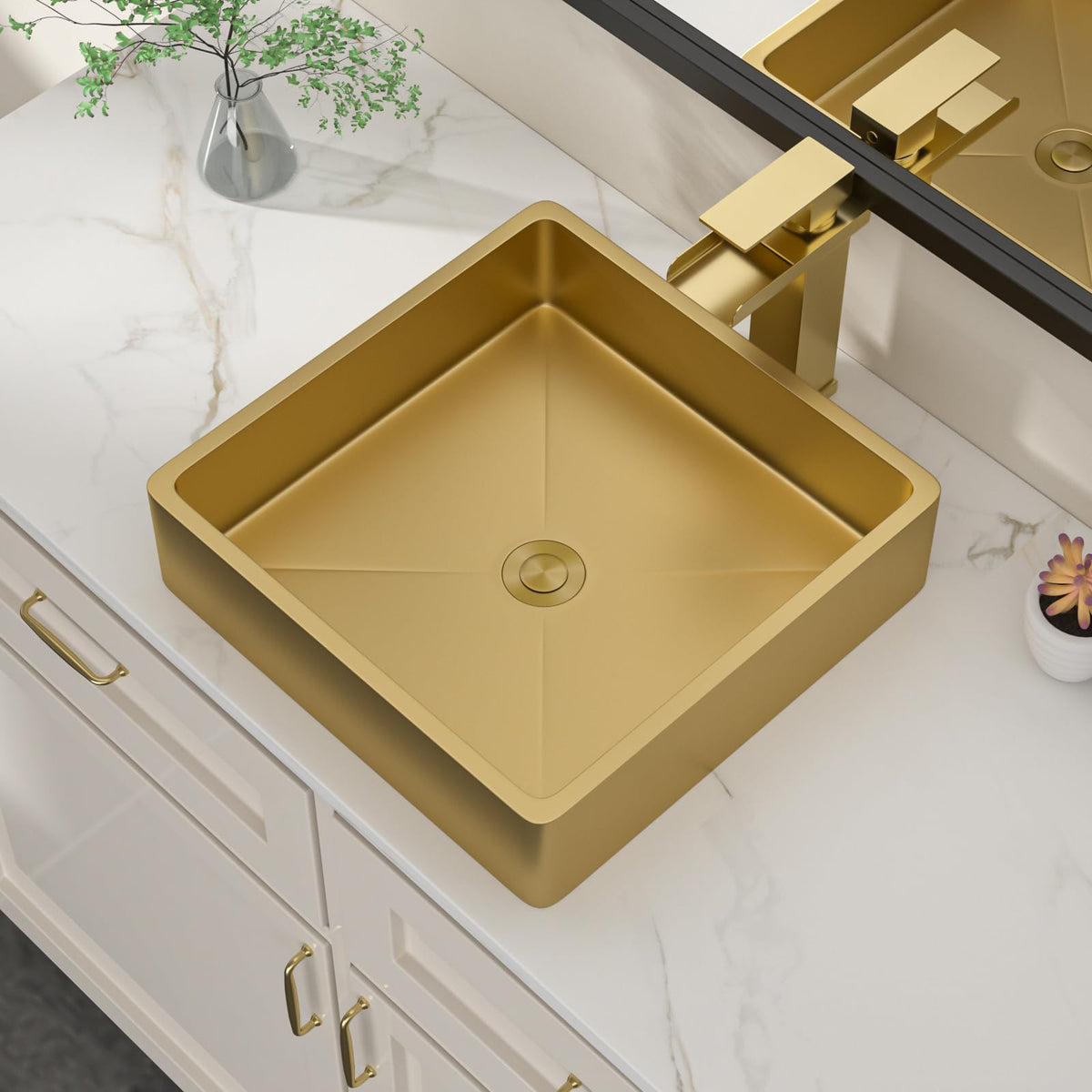 Dcolora DC-VS261202 15-inch drop-in bathroom sink in nano-pvd gold