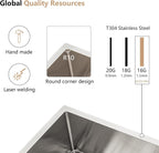 Dcolora 36''x19''x10'' Extra Large Undermount Kitchen Sink, 16 Gauge Stainless Steel Single Bowl Under Counter Mount Basin, Round Corner